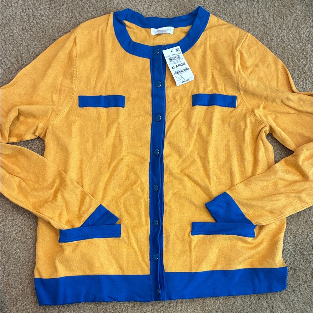 Charter Club Yellow and Blue Cardigan